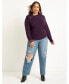 Фото #2 товара Plus Size Asym Button Collar Sweater