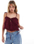 ASOS DESIGN chiffon ruffle cami top in oxblood Красный, S - EU 36-38 - фото #1