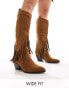 Фото #4 товара Glamorous Wide Fit knee western boots in off white