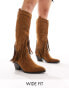 Glamorous Wide Fit knee western boots in off white