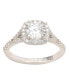 Suzy Levian Sterling Silver White Round Cut Cubic Zirconia Halo Ring