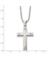 Brushed and Polished Cross Pendant on a Ball Chain Necklace