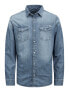 Фото #1 товара Рубашка мужская Jack & Jones JJESHERIDAN Slim Fit 12138115 среднего синего денима