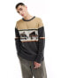 Kavu highline knitted jumper in beige and grey with camper van artwork M - фото #2