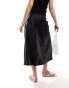 YAS satin midi skirt in black - BLACK