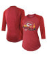 Women's Threads Red Kansas City Chiefs Super Bowl LVII Desert Tri-Blend Raglan 3/4 Sleeve T-shirt