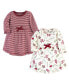 Фото #2 товара Infant Girl Organic Cotton Long-Sleeve Dresses 2pk, Holly Berry