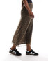 Wednesday's Girl leopard mesh print midaxi skirt in tan Bronzenes Leopardenmuster, XS - фото #4