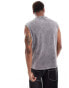 Pull&Bear embroidered washed vest in charcoal