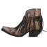 Tony Lama Anahi Fringe Snake Snip Toe Cowboy Booties Womens Brown Casual Boots V