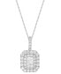 ფოტო #1 პროდუქტის Lab Grown Diamond Emerald-Cut & Round Halo 18" Pendant Necklace (1-1/4 ct. t.w.) in 14k White Gold