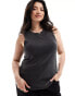 Фото #1 товара ONLY Curve high neck ribbed tank top in washed black