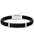 ფოტო #1 პროდუქტის EFFY® Men's Black Spinel Braided Leather Bracelet in Sterling Silver