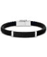 Фото #1 товара EFFY® Men's Black Spinel Braided Leather Bracelet in Sterling Silver