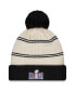 Men's Cream, Black Kansas City Chiefs Super Bowl LVIII Cuffed Knit Hat with Pom