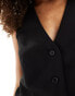 New Look linen look waistcoat in black