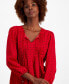 ფოტო #3 პროდუქტის Women's Diamond-Dot Pintucked Peasant Blouse