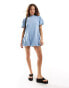 Фото #3 товара ASOS DESIGN bubble hem mini dress in denim blue