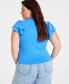 Фото #2 товара Trendy Plus Size Flutter-Sleeve Top, Created for Macy's