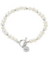 ფოტო #1 პროდუქტის Cultured Freshwater Pearl (5-5-1/2mm) & Crystal Toggle Bracelet in Sterling Silver