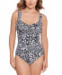 Фото #1 товара Women's Printed Ruched-Front One Piece Swimsuit, Created for Macy's