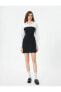 Фото #3 товара Gömlek Detaylı Mini Straplez Elbise Slim Fit Uzun Kollu