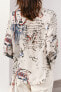 Фото #7 товара Блуза из ткани с принтом с завязками — zw collection ZARA