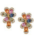 ფოტო #3 პროდუქტის EFFY® Multi-Sapphire (2-1/2 ct. t.w.) & Diamond (1/5 ct. t.w.) Flower Stud Earrings in 14k Gold