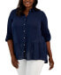 Фото #1 товара Plus Size Long-Sleeve Tiered Tunic Shirt, Created for Macy's