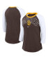 ფოტო #1 პროდუქტის Women's Brown, White San Diego Padres Knockout Arch 3/4-Sleeve Raglan Tri-Blend T-shirt