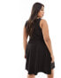 Yours square neck pinny dress in black