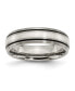 ფოტო #1 პროდუქტის Titanium Brushed Sterling Silver Inlay Grooved Band Ring