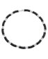 ფოტო #1 პროდუქტის Asian Style Gemstone Black Onyx Strand Contoured Tube Bar Link Collar Necklace For Women .925 Sterling Silver 16 Inch