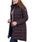 Фото #3 товара Women's Petite Hooded Faux-Leather-Trim Puffer Coat, Created for Macy's