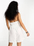 Only belted halter neck linen playsuit in white