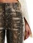 Mango snake print leather look trousers in brown