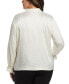 ფოტო #2 პროდუქტის Plus Size Tie Front Long Sleeve Blouse