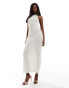 ASOS DESIGN full pearl embellished halter neck midi dress with draped pearl straps in ivory Бежевый, 46 - фото #1