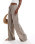 Фото #4 товара Vero Moda textured drawstring waist wide leg trouser in taupe