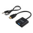 Фото #1 товара Savio CL-23/B - 0.5 m - VGA (D-Sub) - HDMI Type A (Standard) - Male - Female - Black - Кабель VGA-HDMI Savio CL-23/B, 0.5 м, черный