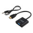 Фото #1 товара Savio CL-23/B - 0.5 m - VGA (D-Sub) - HDMI Type A (Standard) - Male - Female - Black