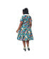 ფოტო #2 პროდუქტის Plus Size Teal & Multicolor Mushroom Swing Dress