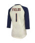 Фото #4 товара Women's Justin Fields Cream and Navy Chicago Bears Player Name Number Raglan 3 and 4-Sleeve T-Shirt