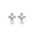 Фото #6 товара Pave Four Leaf Dangling Flower Imitation Pearl Stud Earring