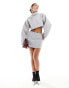 Фото #3 товара ASOS DESIGN funnel neck crop top with cocoon sleeve in grey marl co-ord