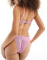 Фото #3 товара Cotton On high side brazilian bikini bottom in pink crinkle