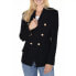 Фото #5 товара Attitude Unknown Double Breasted Blazer With Metallic Buttons Women's XL Black