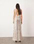 ASOS EDITION sheer disc sequin maxi raw edge vest dress in silver Серебристый, 36 - фото #4