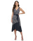 Фото #1 товара Women's Sleeveless V-Neck Faux-Wrap Midi Dress