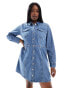 Levi's Plus Flynn western denim dress in mid blue